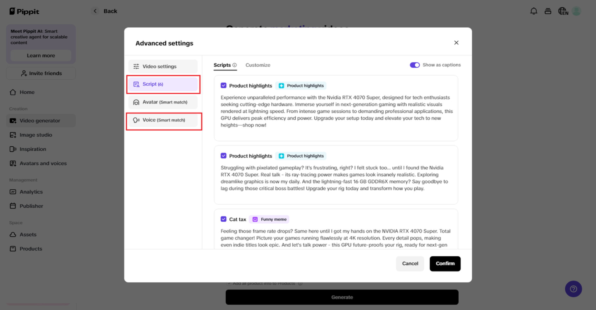 AI-generated scripts & voiceovers