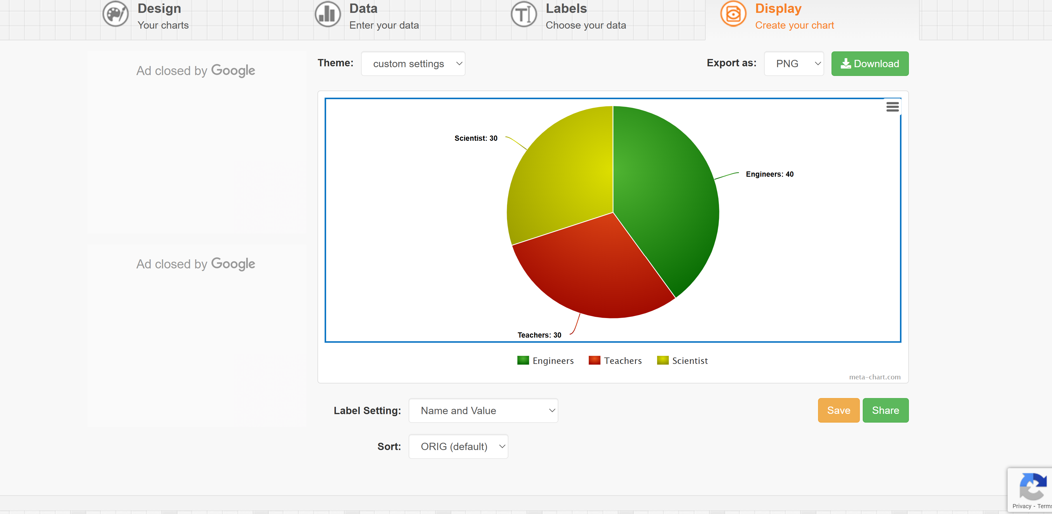 Meta-Chart: Pie chart maker online free