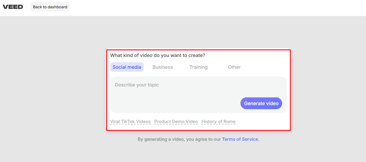 Describe your prompt with AI video