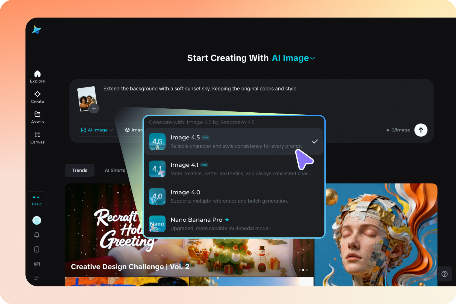 Select model and generate