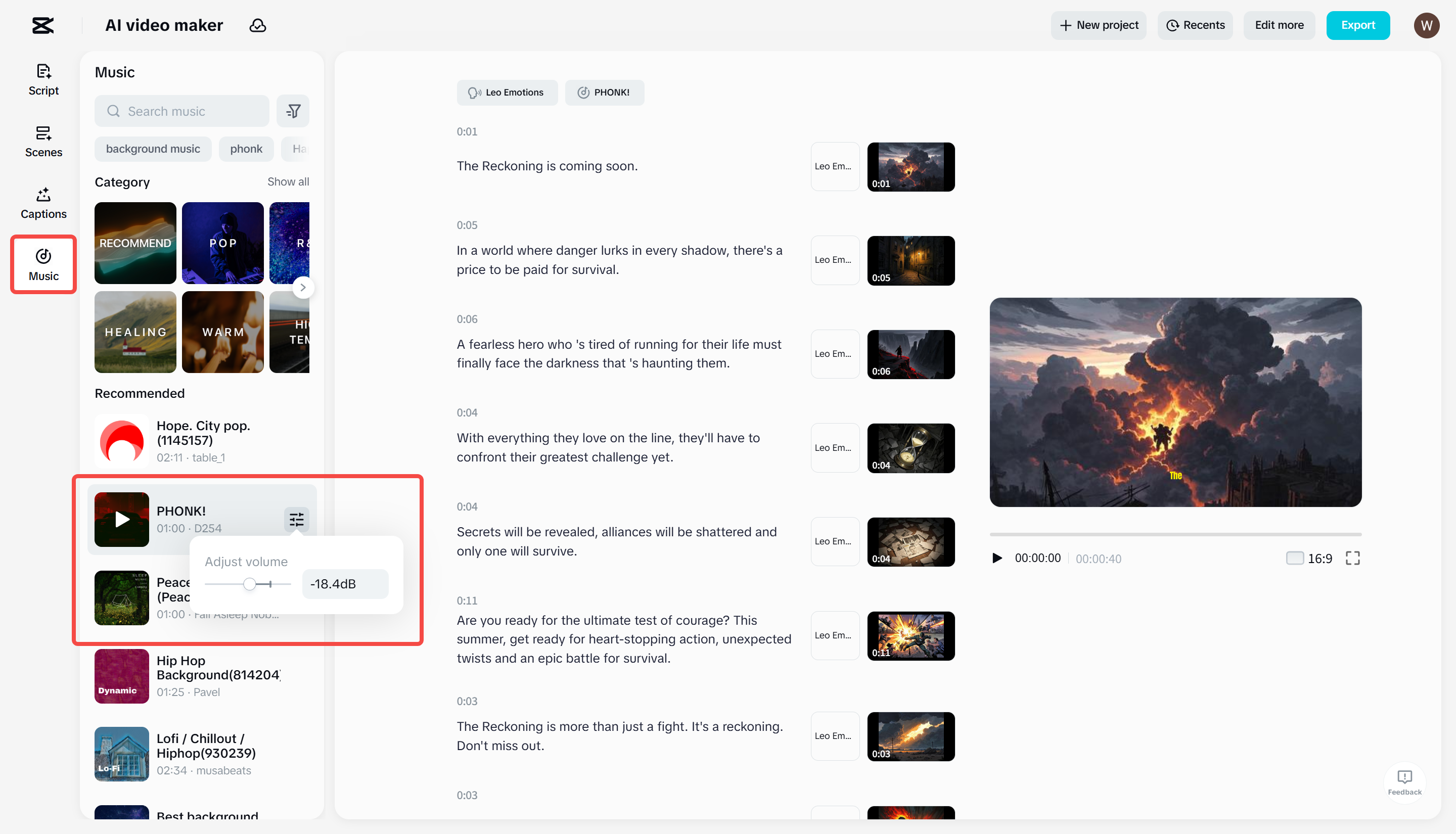Applicare musica ai video utilizzando CapCut il produttore di video AI