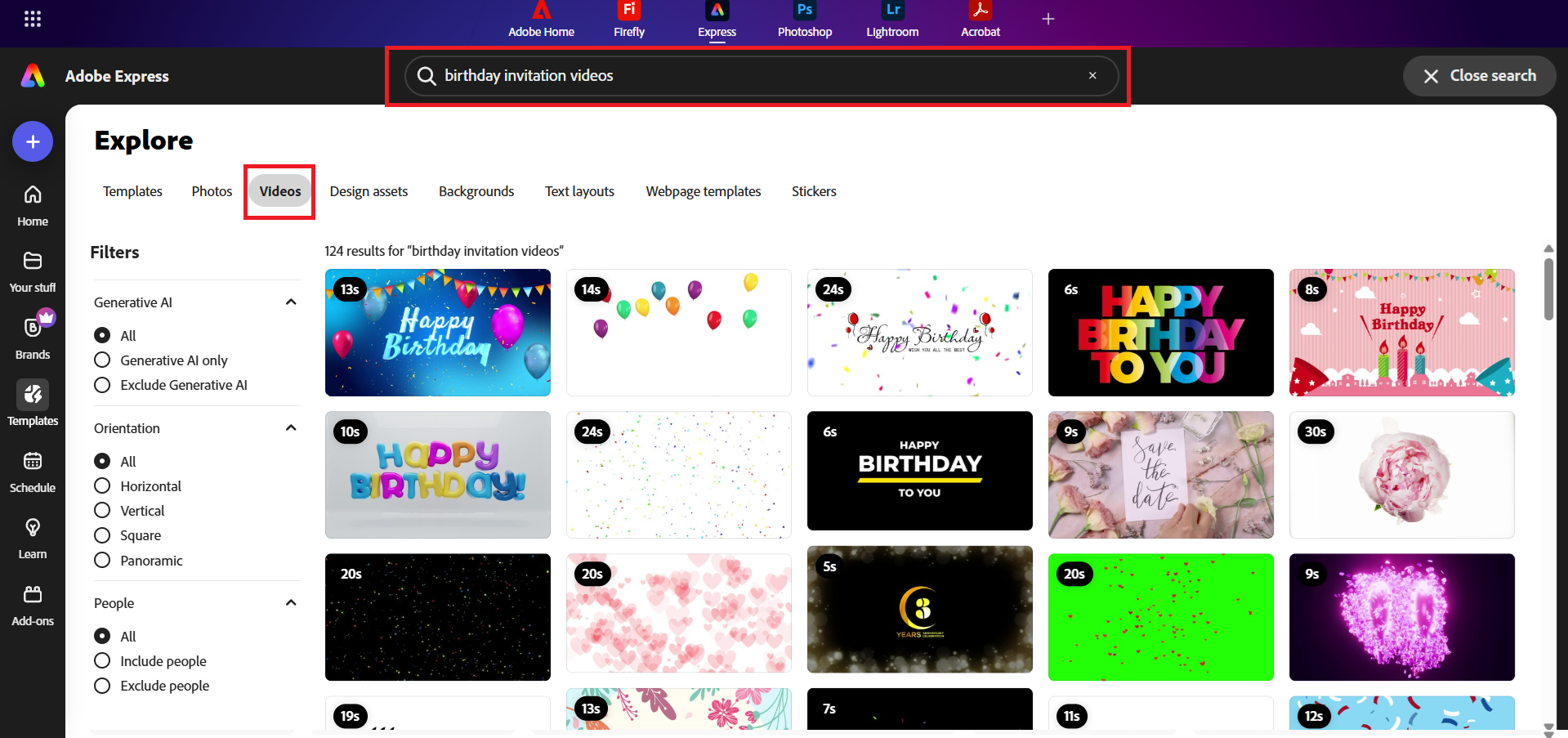 選擇生日邀請影片模板