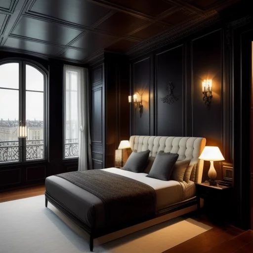 Parisian luxurious interior penthouse bedroom