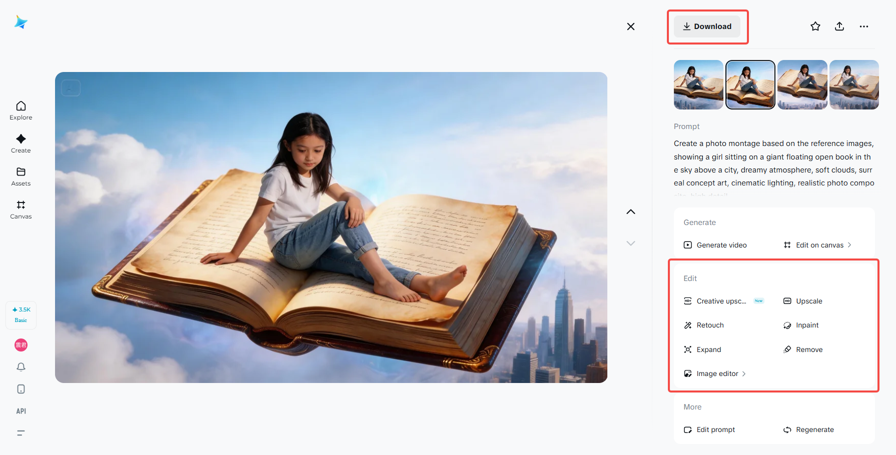 Refine and download the final image