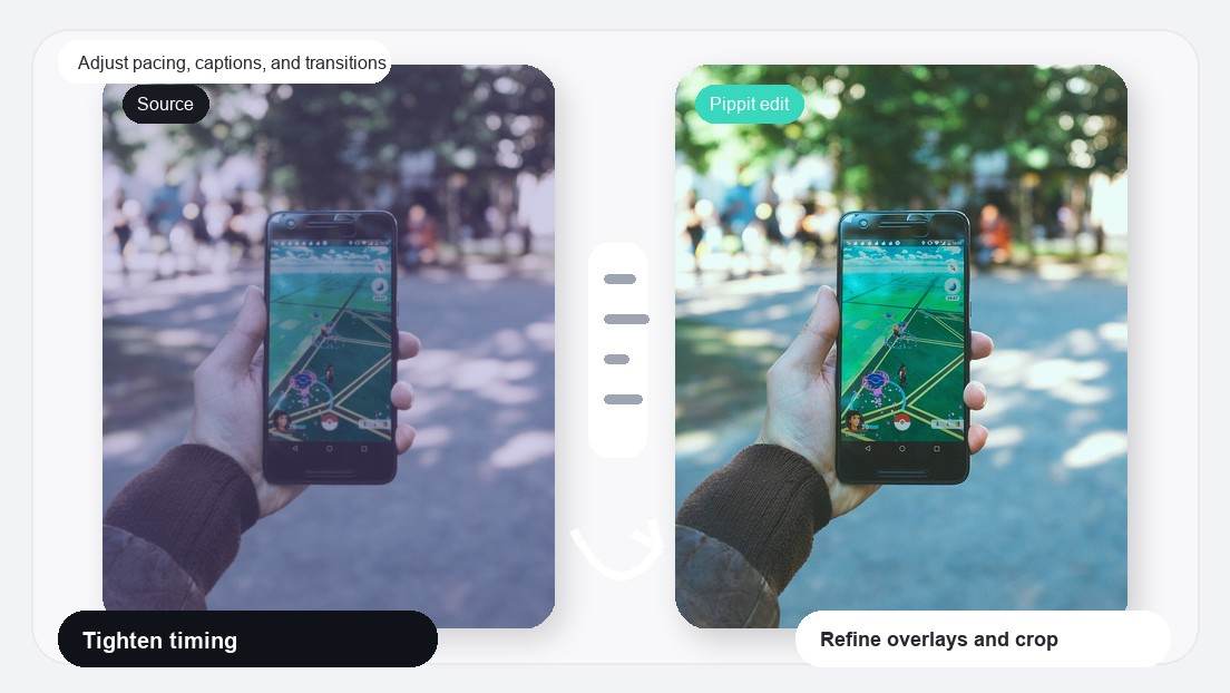 AI Transition Edit Video Maker realistic image for adjust pacing, captions, and transitions