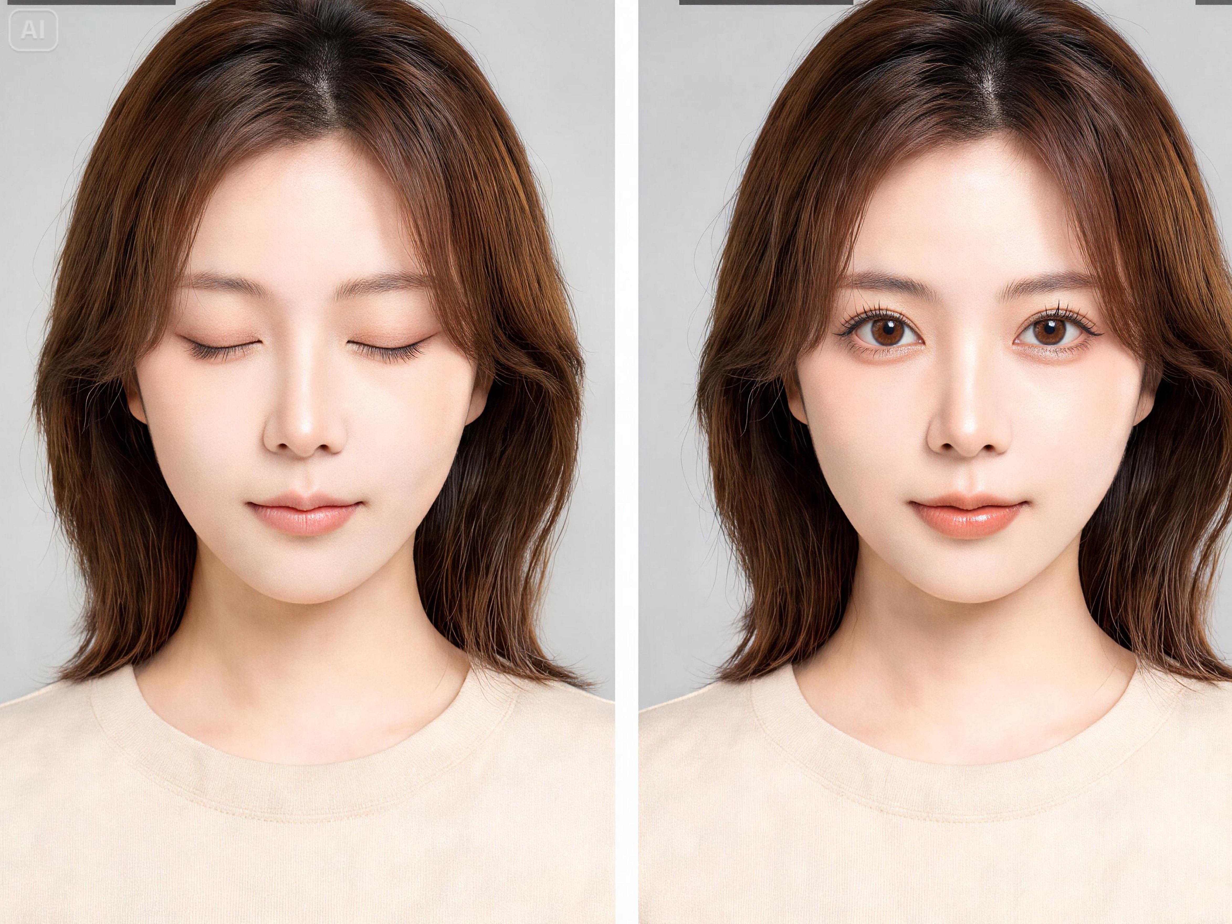 Prompt for opening closed eyes in a portrait