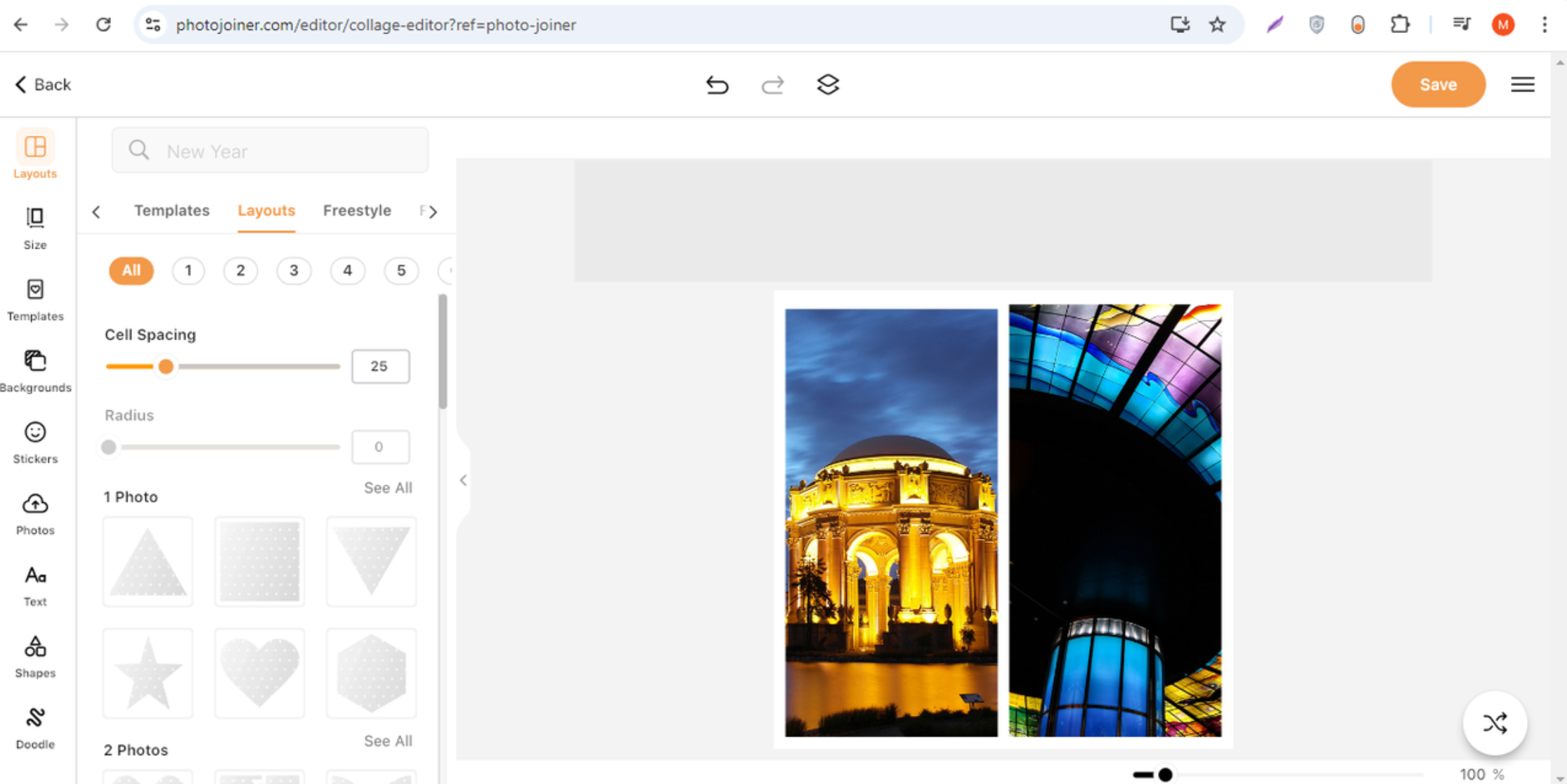 Interface of PhotoJoiner - safe and reliable tool to stitch photos