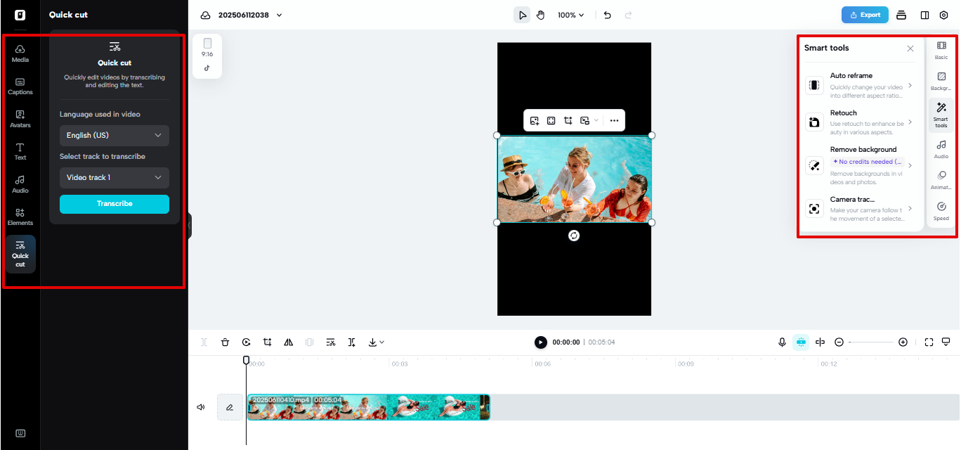 Video editor in Pippit