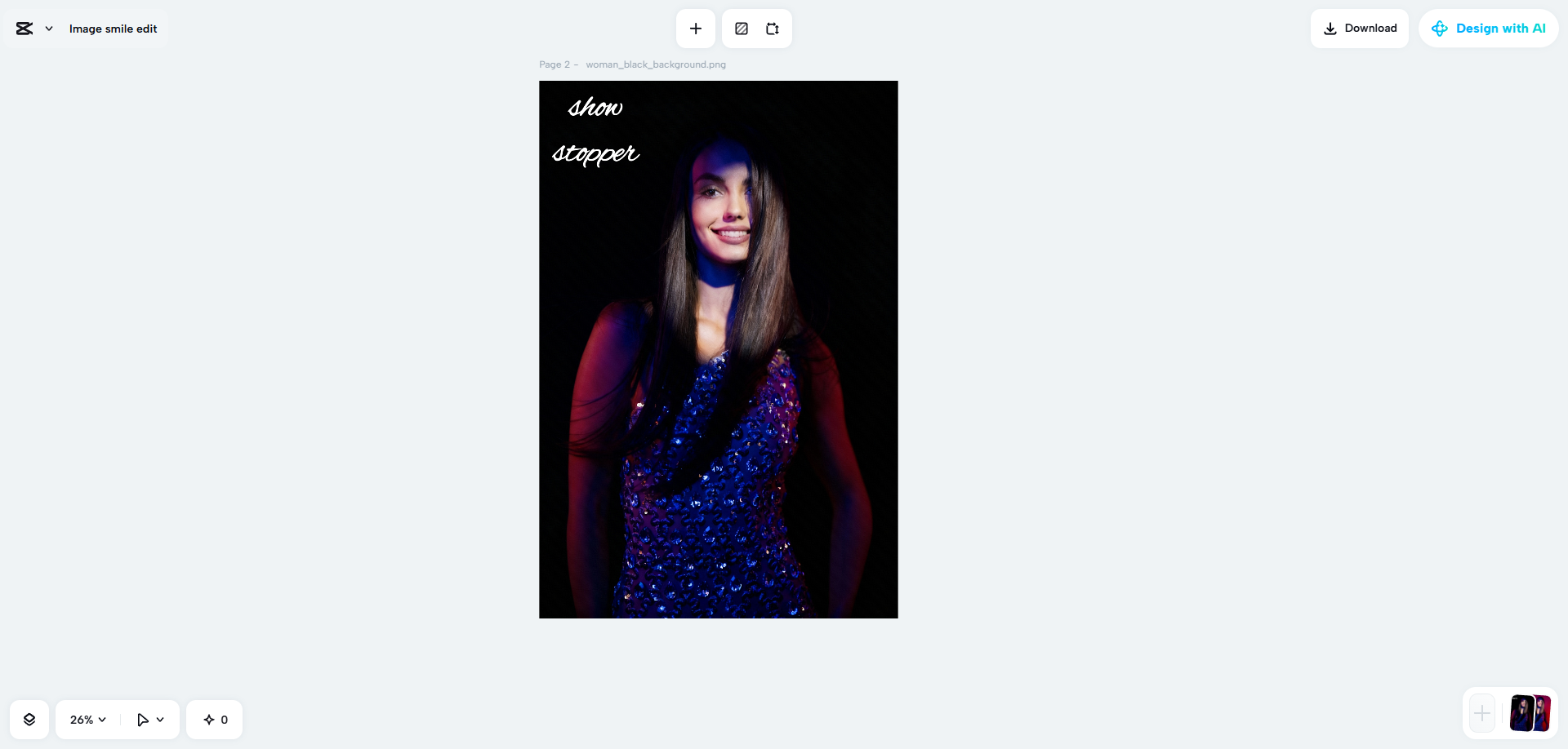 CapCut Web's AI smile generator in action