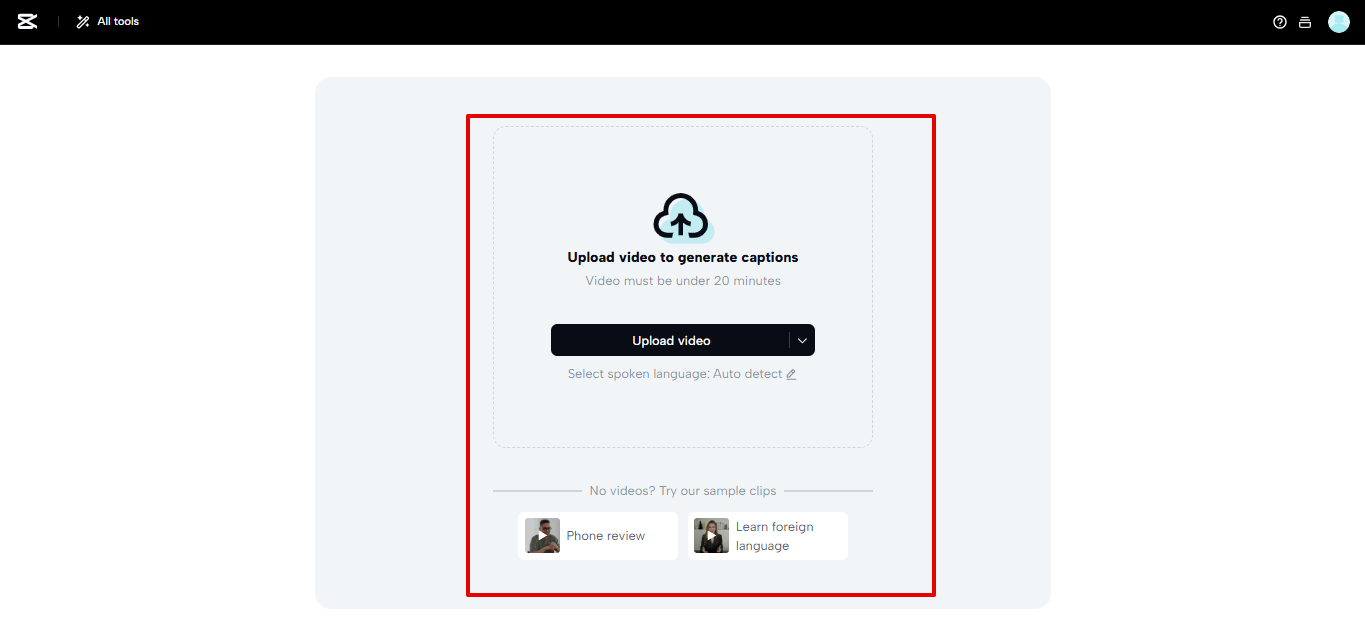 Uploading video to CapCut Web