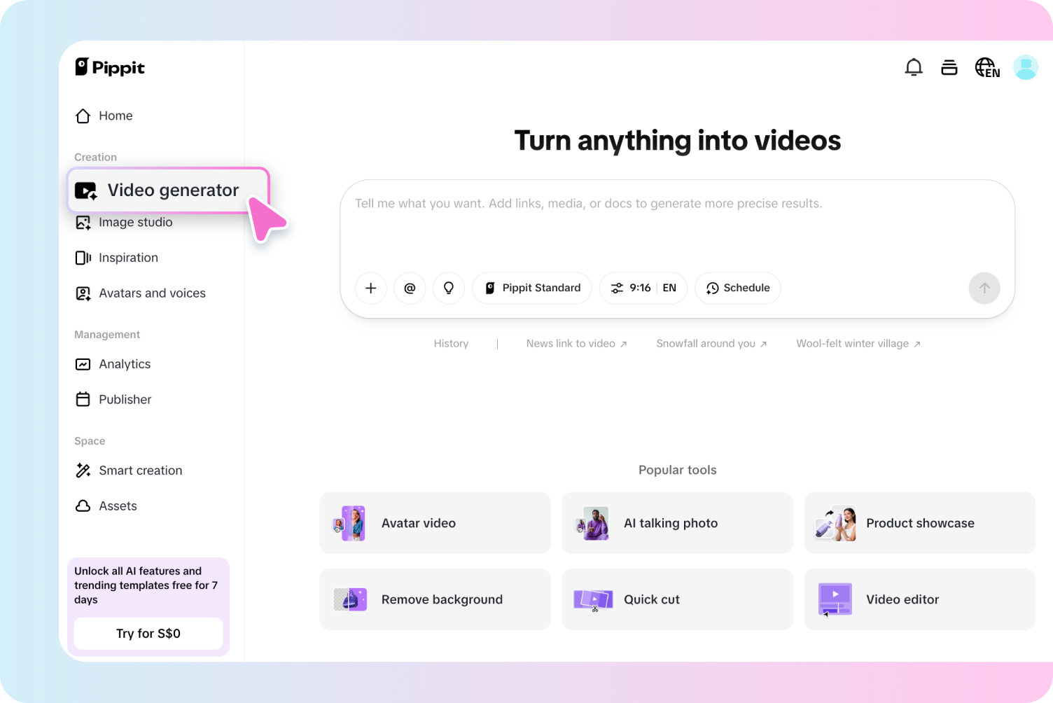Get access to Video editor