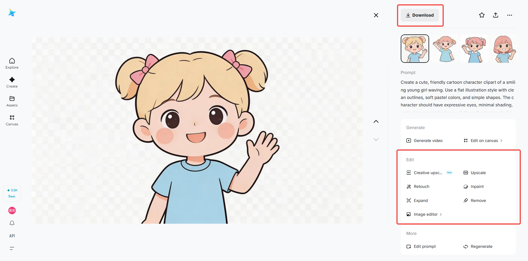 Preview, refine, and download your clipart