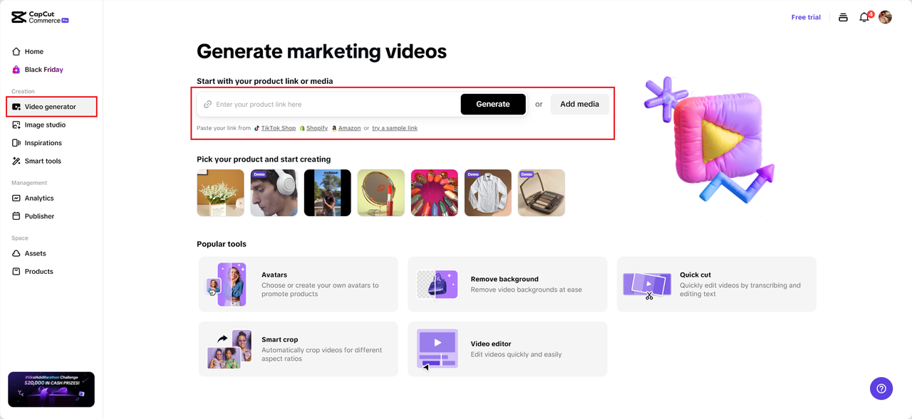 Criando seu vídeo: URL para vídeo promocional