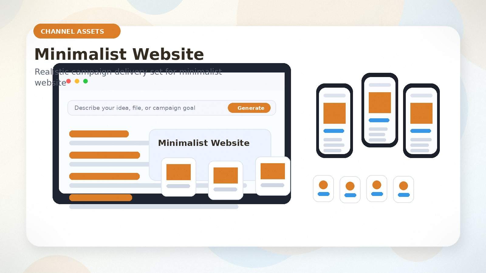 Minimalist Website realistic channel assets visual for minimalist website