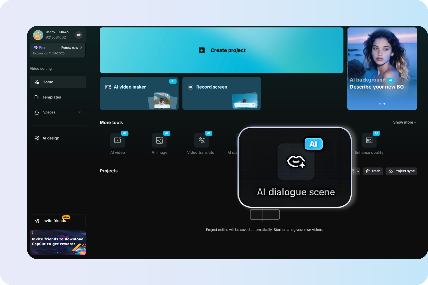 Open CapCut AI dialogue scene