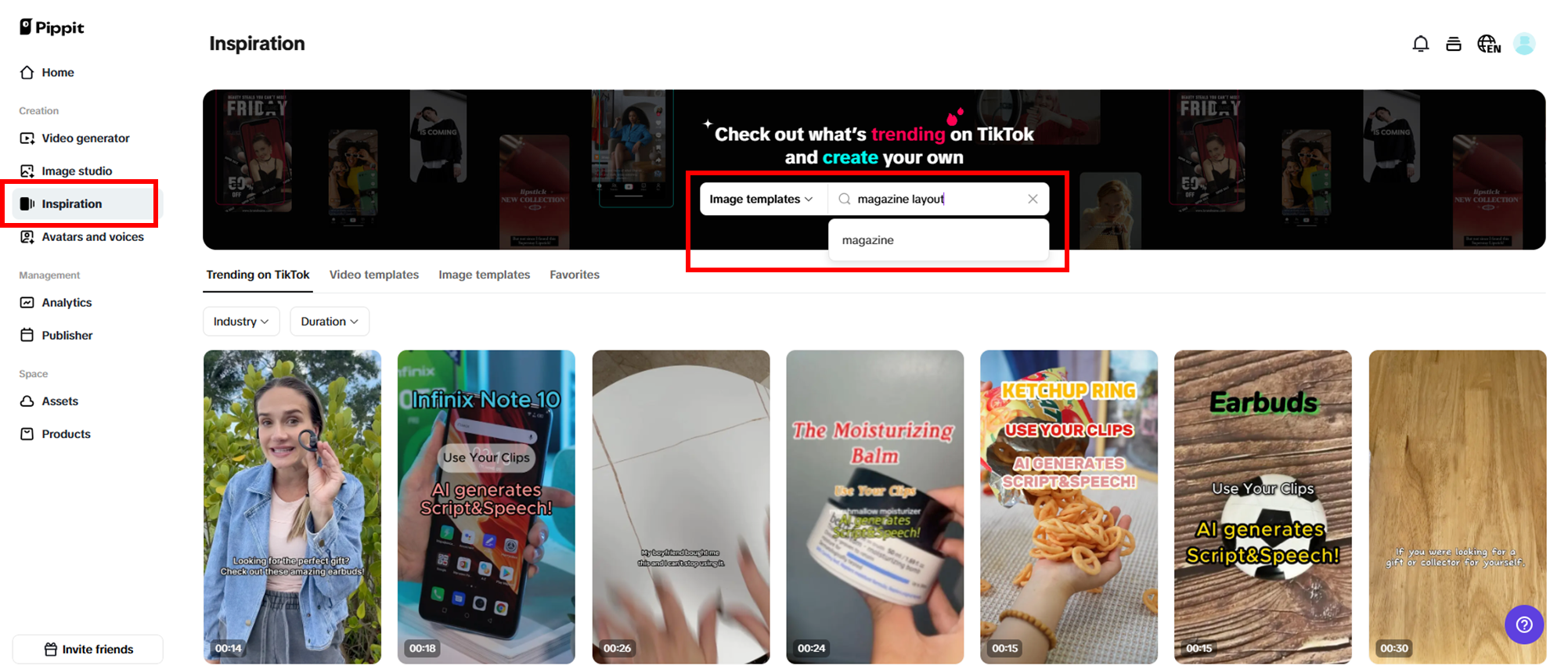 Search the magazine layout
