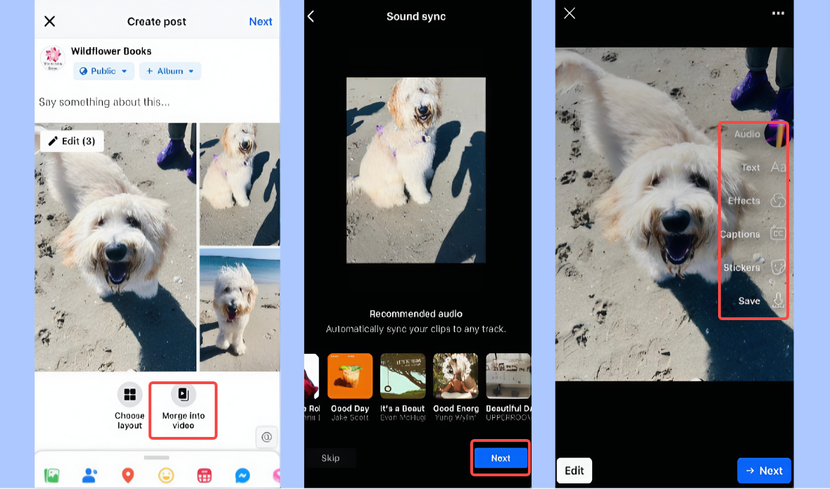 Tworzenie pokazu slajdów na Facebooku
