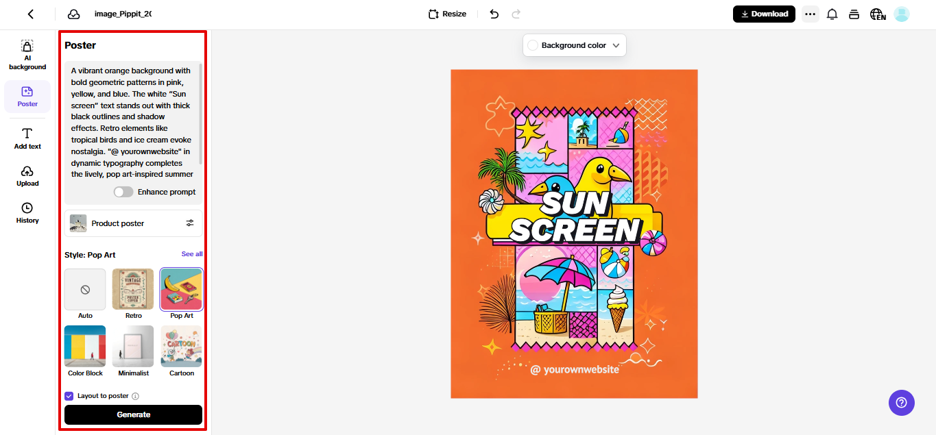 Pippit poster generator