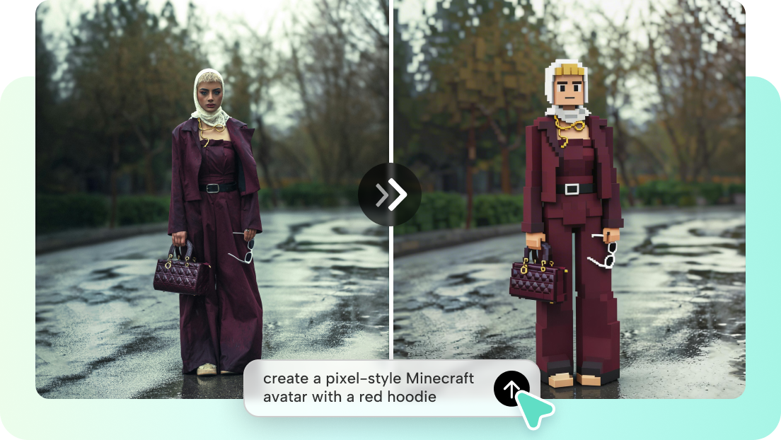 Transform a real photo into a Minecraft pixel avatar with AI