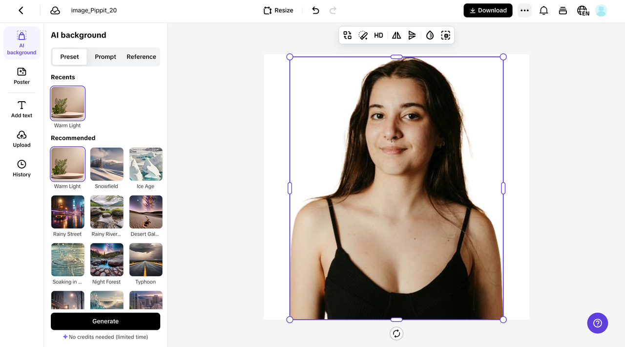 Auto background removal and replacement