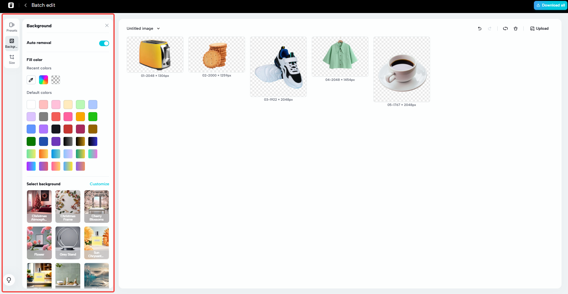 Effortless auto background removal and replacement