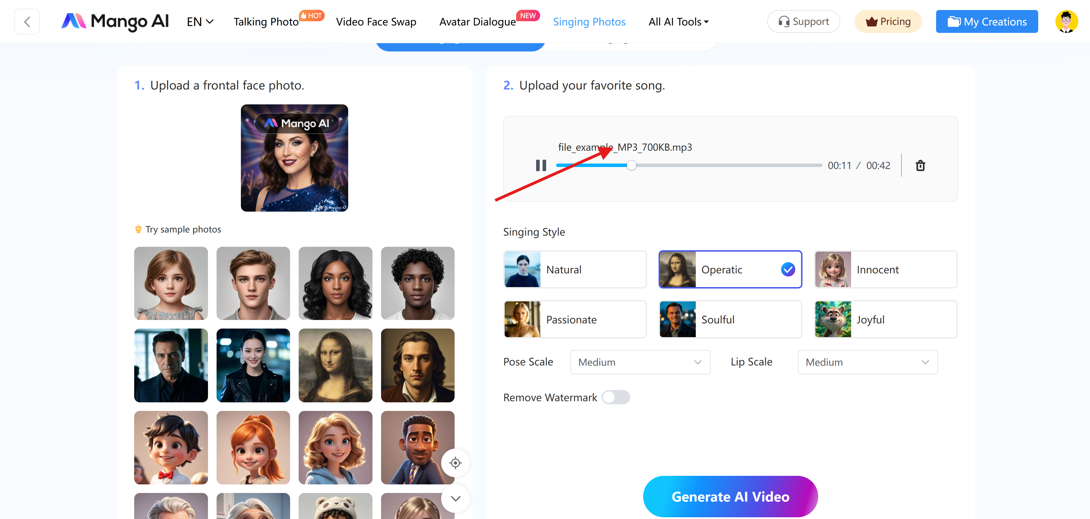 Mango AI 歌唱臉部虛擬形象