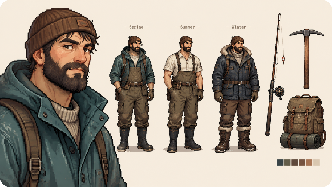 Farm-life character sheet prompt