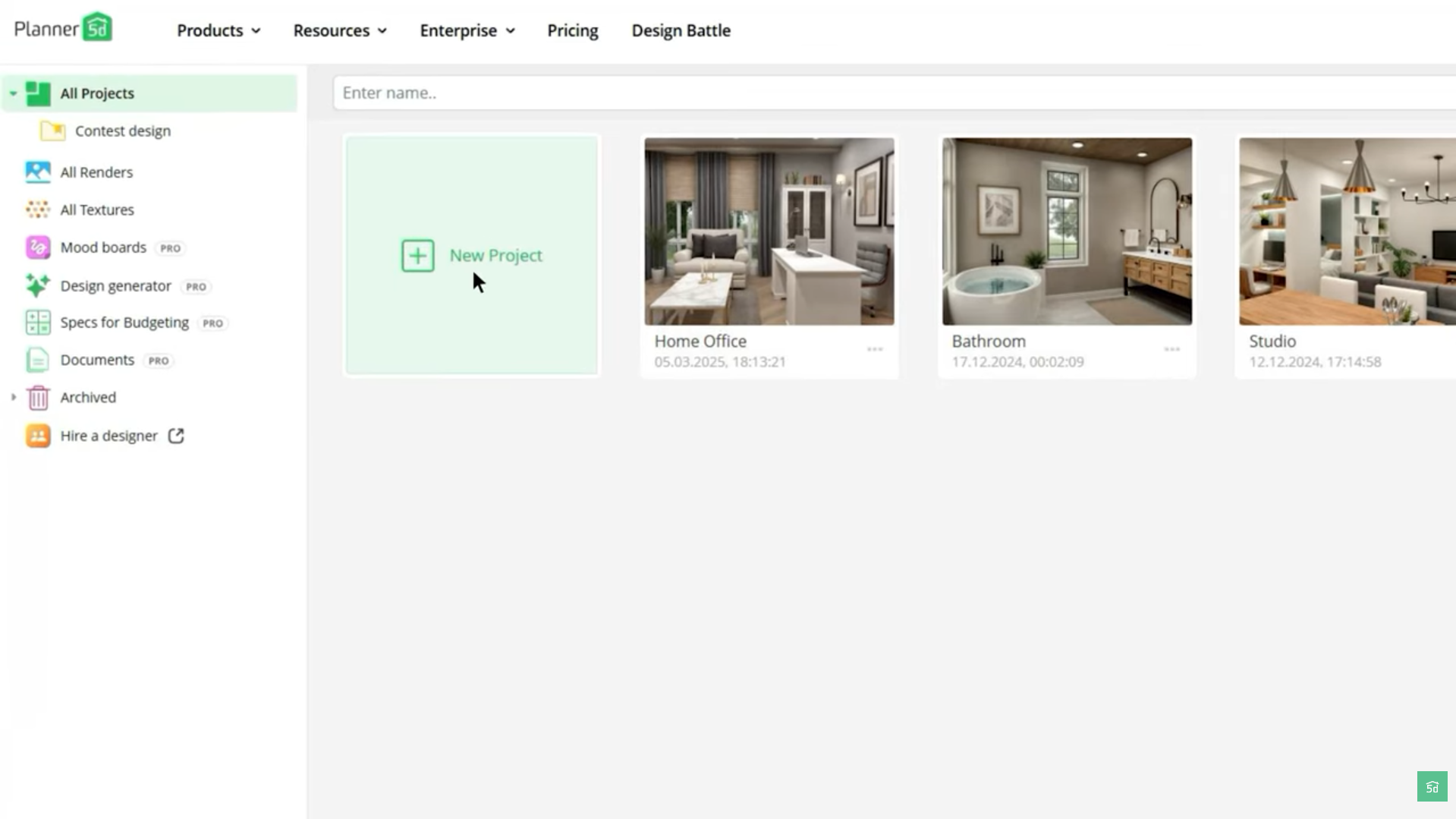 Create a new project and upload a 2D floor plan