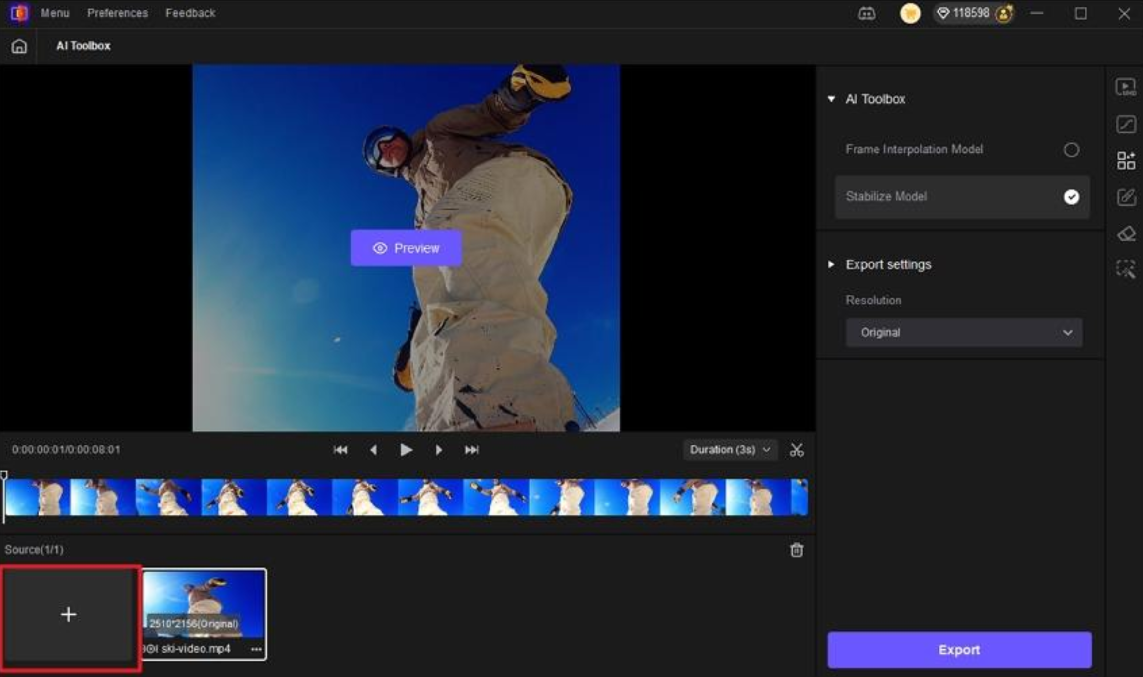 واجهة محرر الفيديو SVP