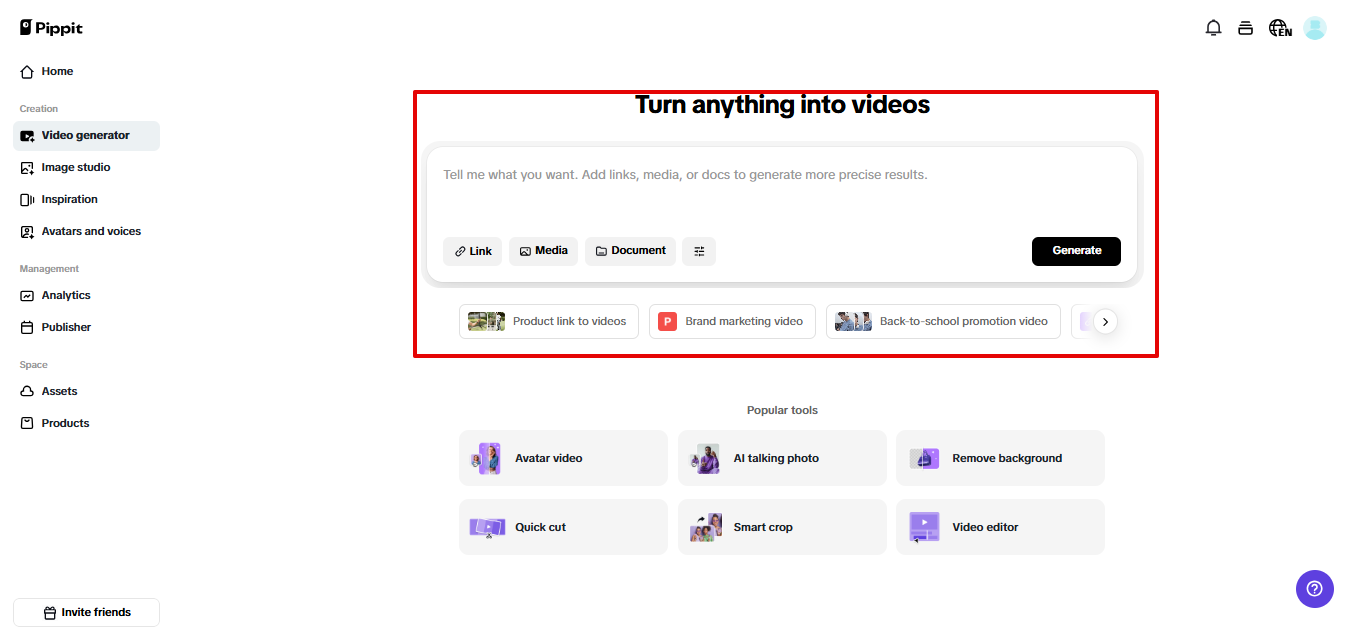 Pippit video generator
