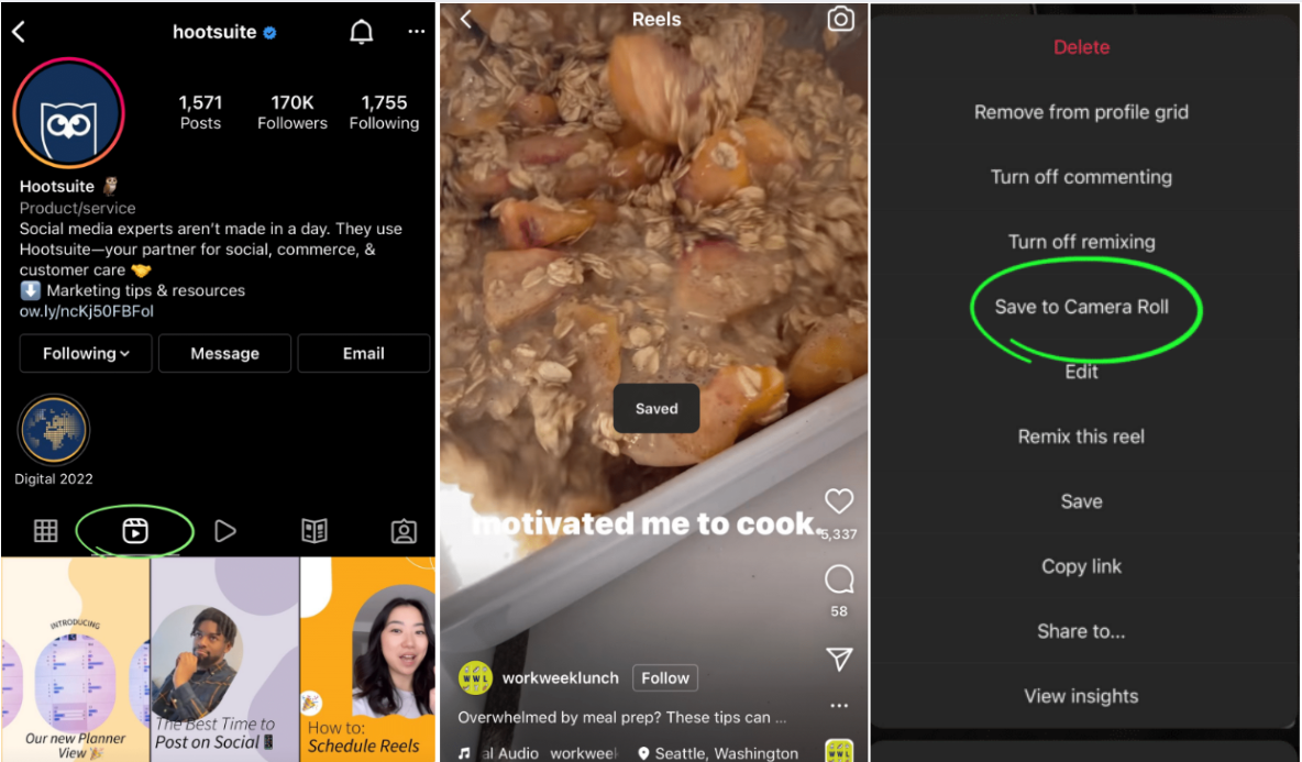 Showing how to download my own reels from Instagram