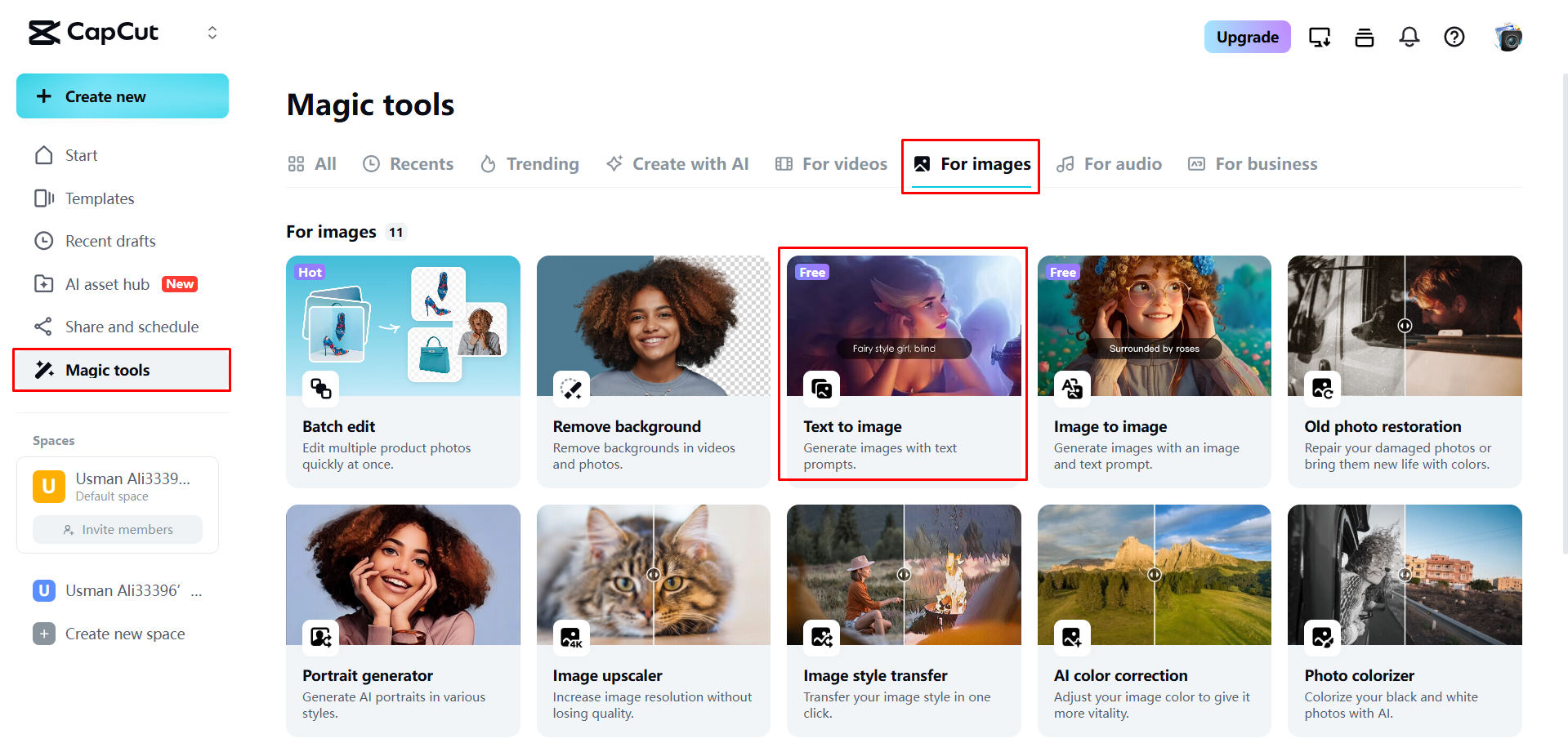 Zugriff auf den Bildgenerator in CapCut Web