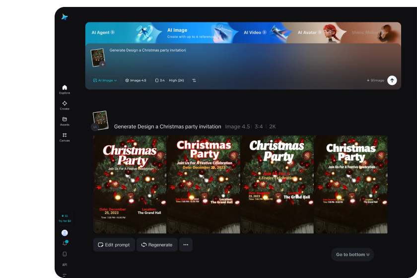 generate your Christmas invitation design