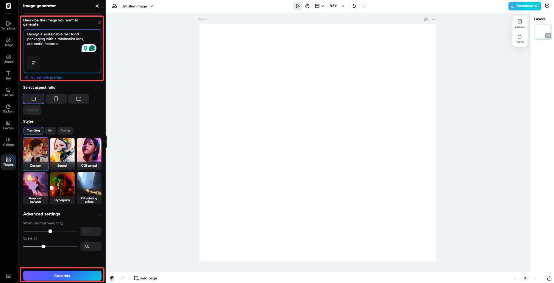 Access the Image editor and enter prompts