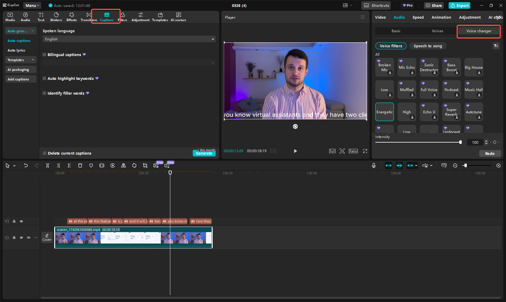 Edit the recording
