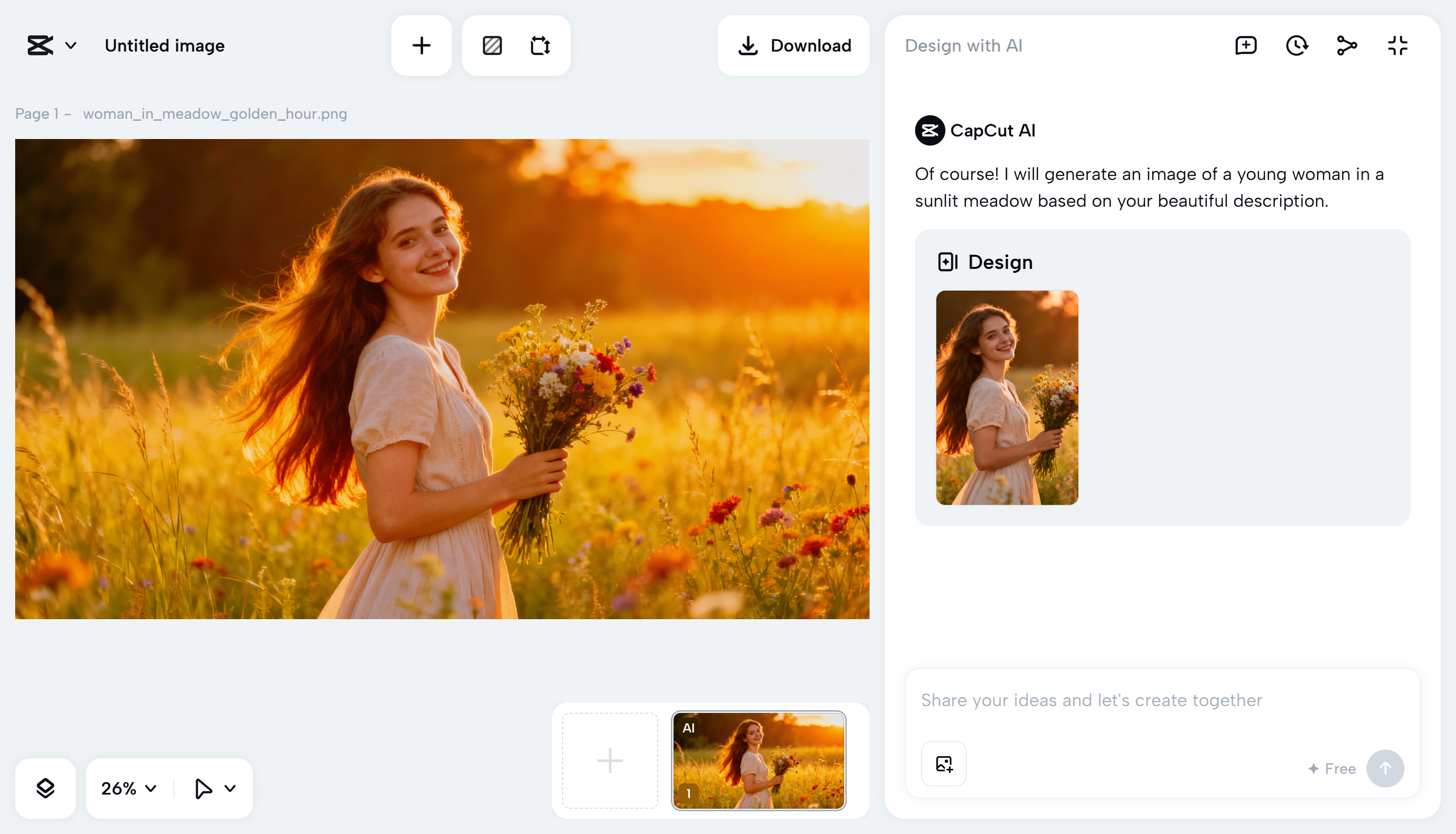 Interface of CapCut Web - the best tool to generate an image using AI