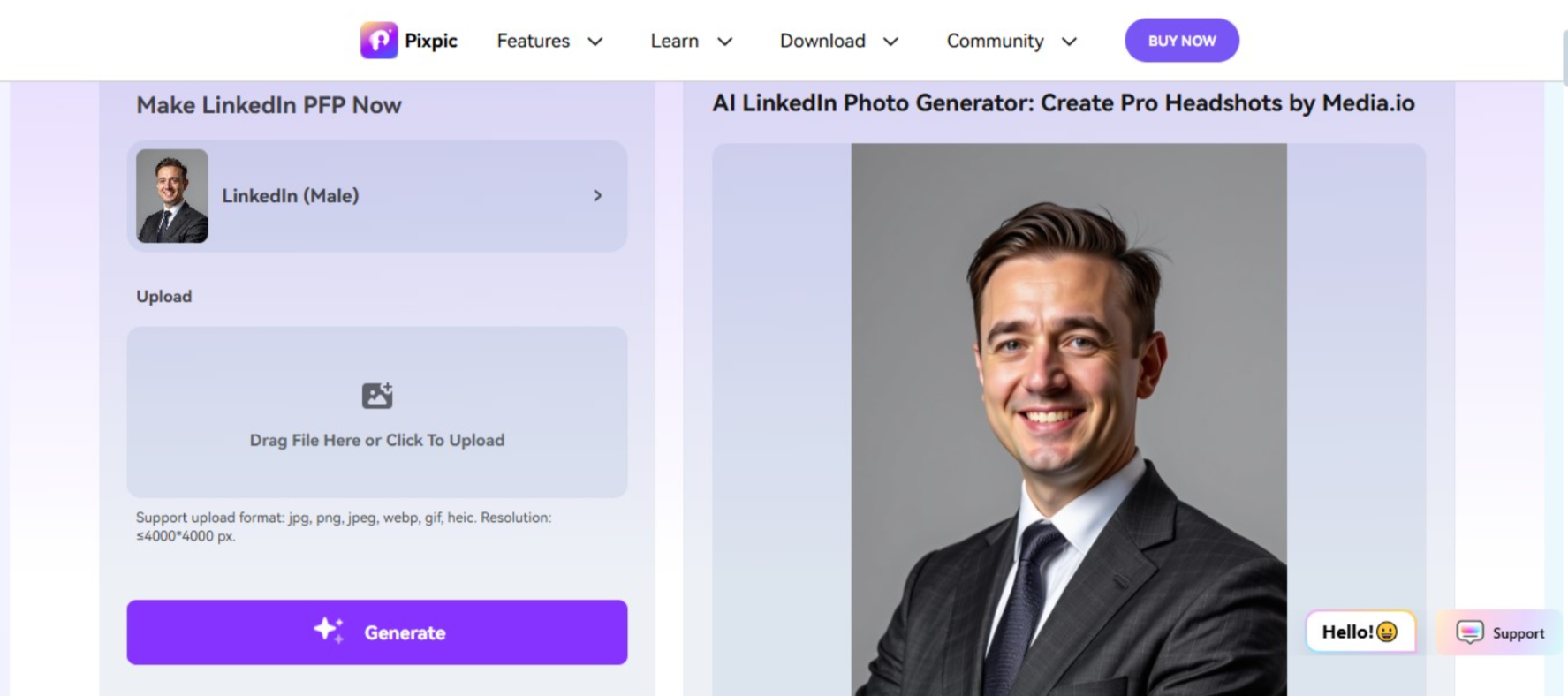 Media.io - LinkedIn foto generator AI gratis