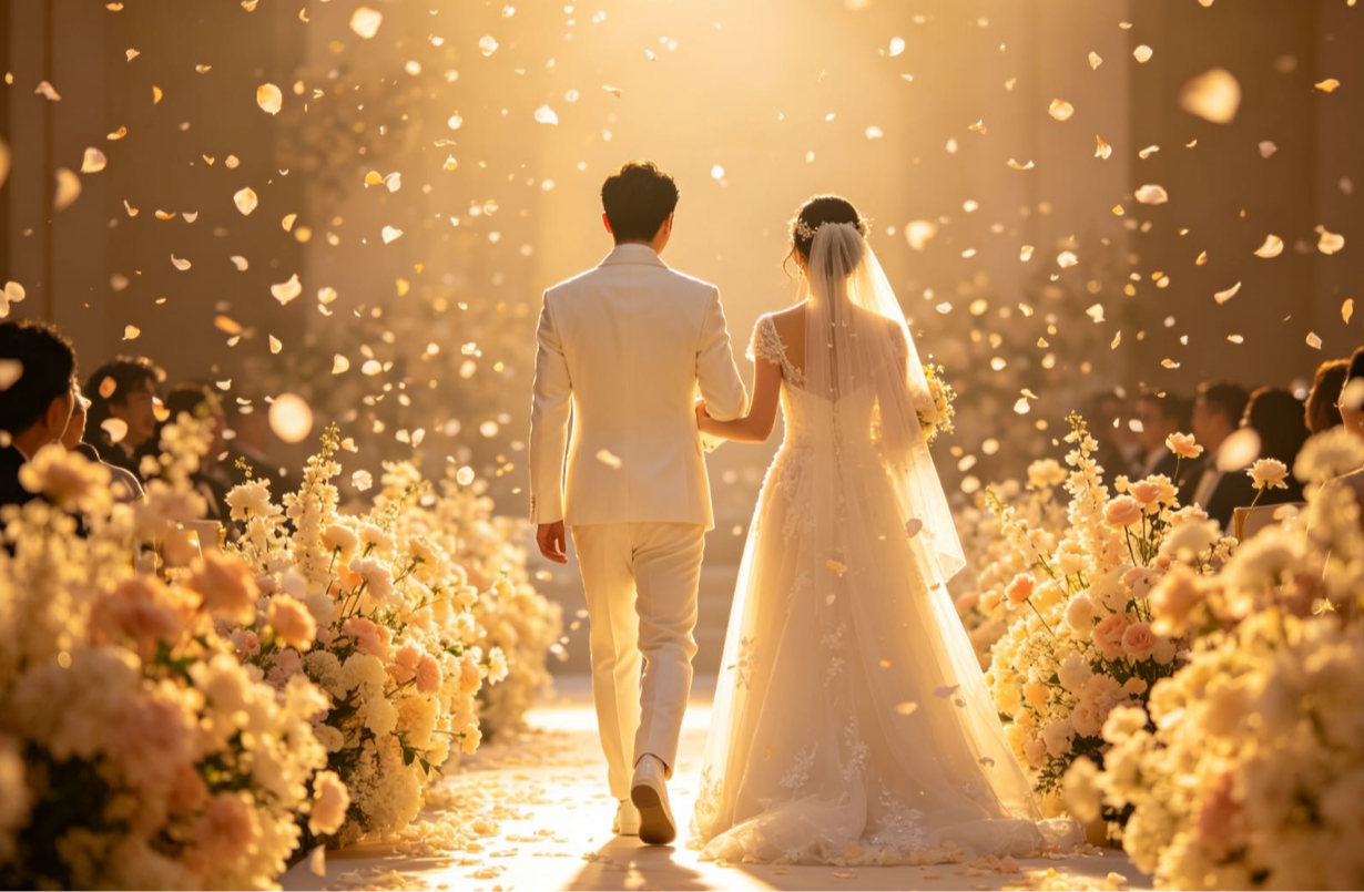   Dreamy wedding video prompt