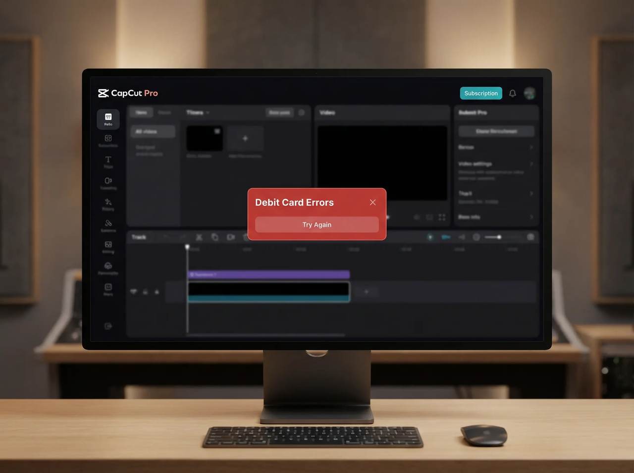 アップグレード時のデビットカードエラーCapCutPro