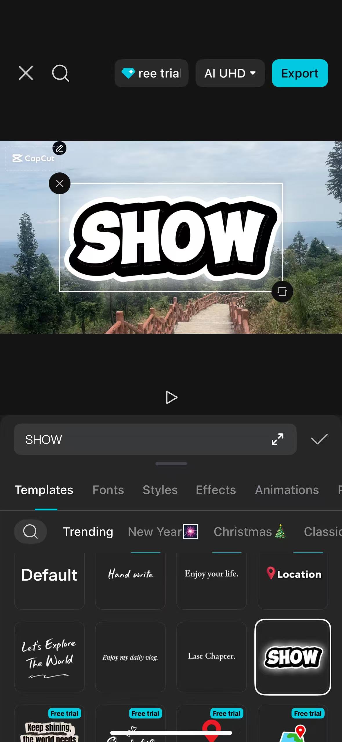 Edit teks di CapCut App
