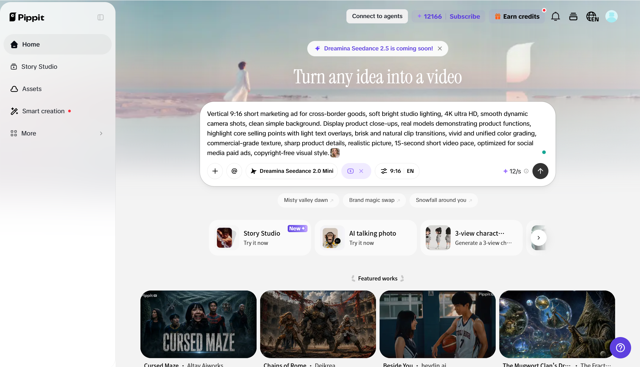 Navigate to the AI video generator