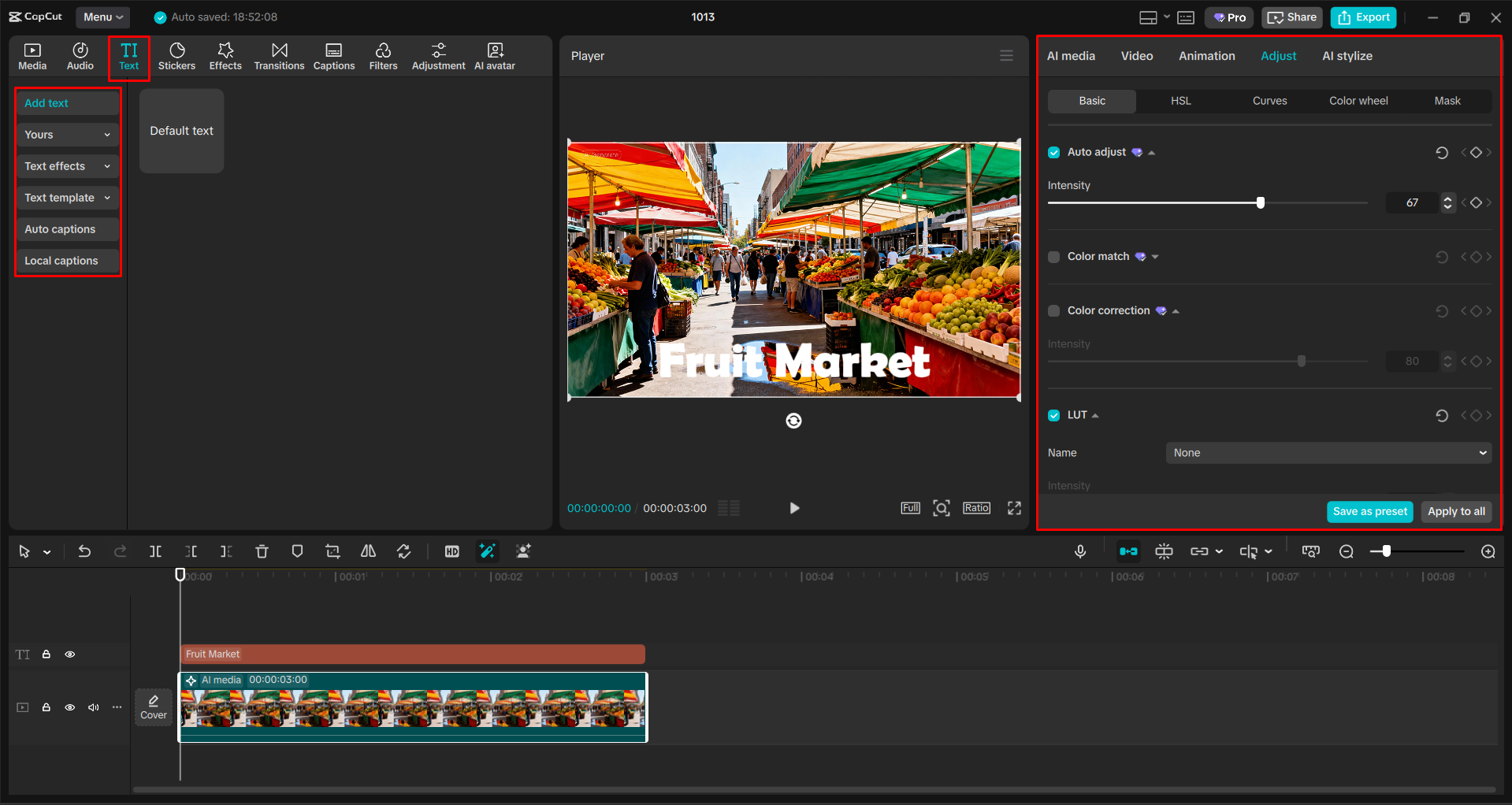 Editing and refining the image with the CapCut desktop video editor