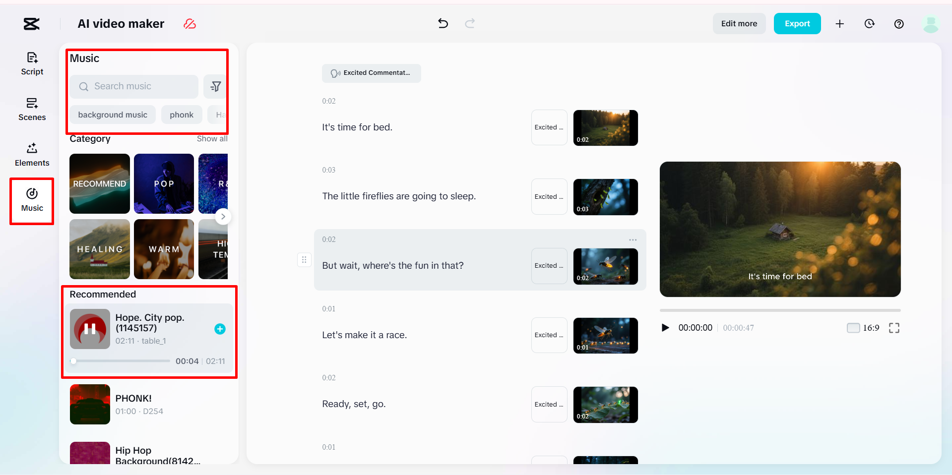 เพิ่มเพลงพื้นหลังให้กับวิดีโอที่สร้างโดย AI ในโปรแกรมสร้างวิดีโอ AI ของ CapCut