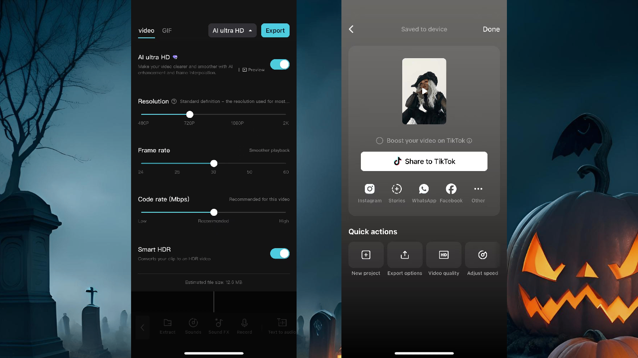 Export your Halloween video