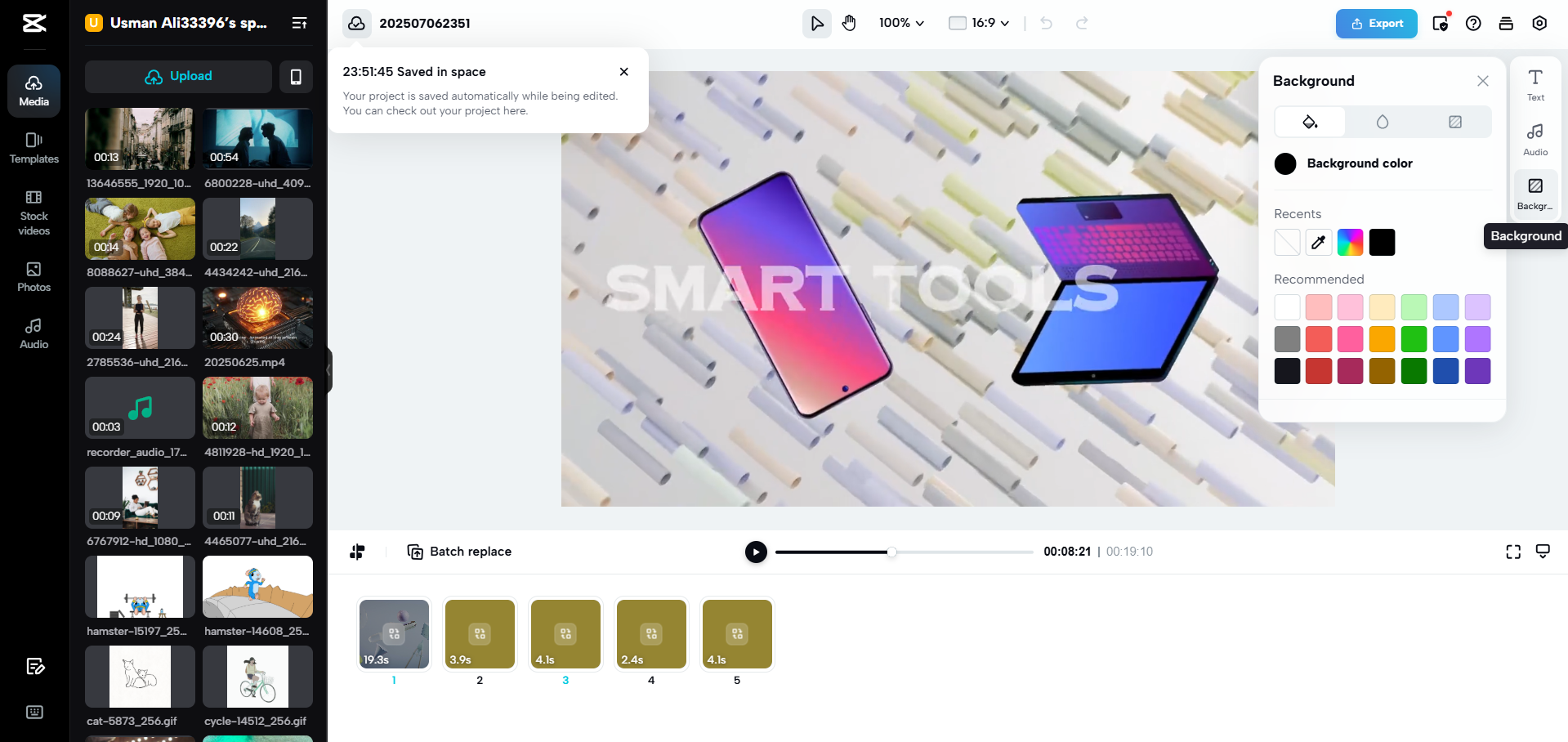 Interface of CapCut Web - a user-friendly 3D intro maker