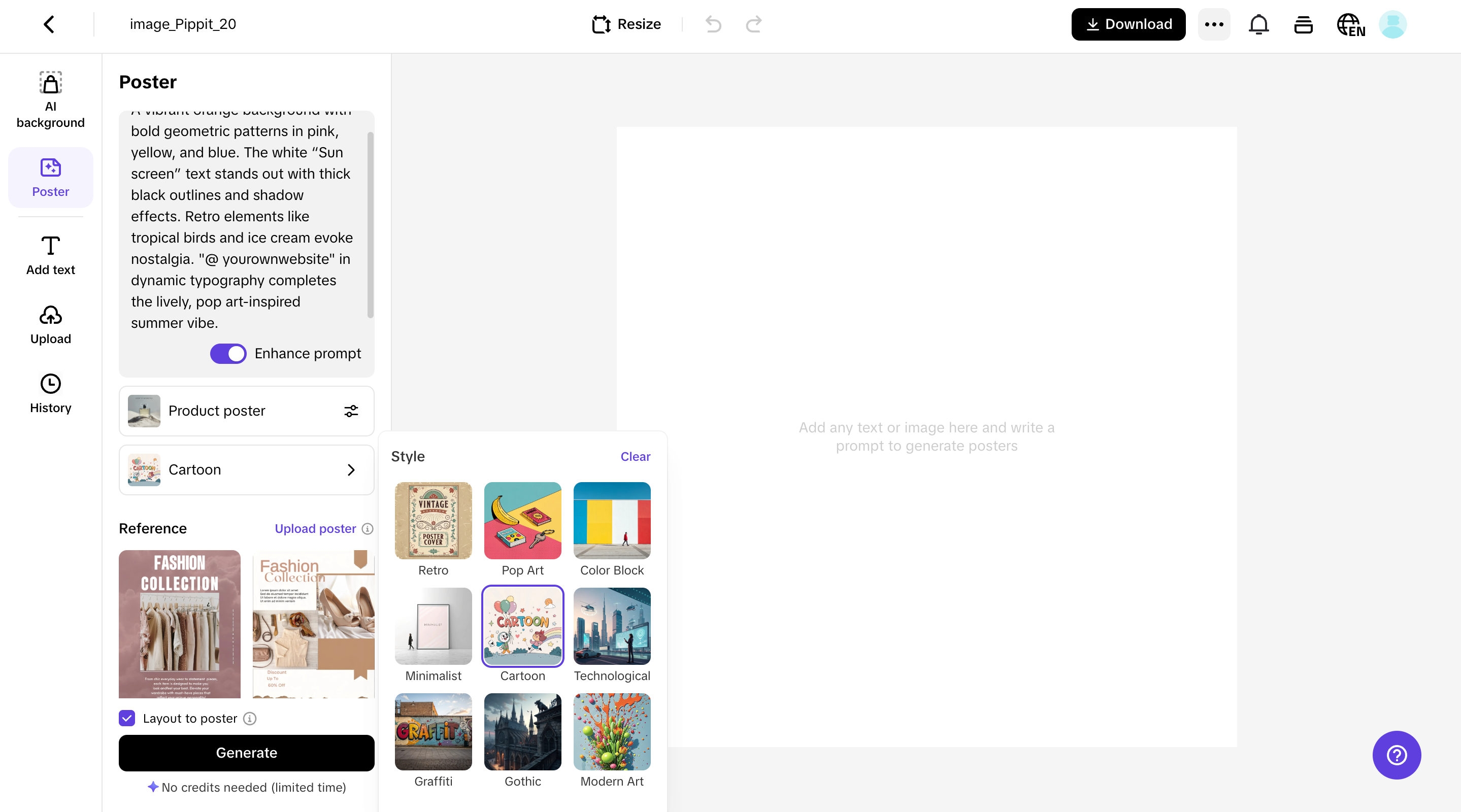 Acesse o recurso de Cartaz.