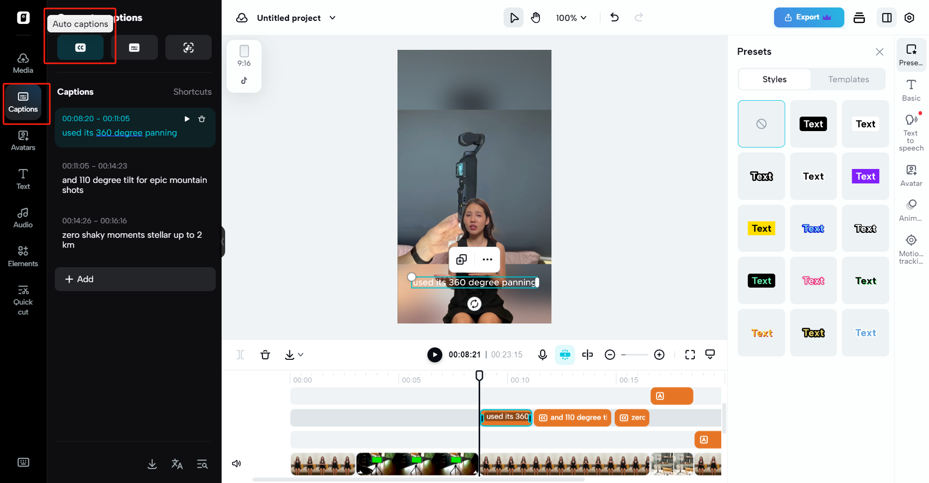 AI-powered caption generation