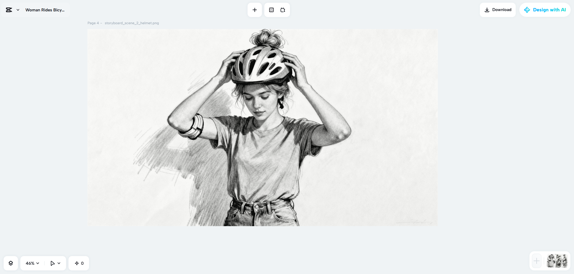 Penciptaan adegan storyboard dengan desain AI CapCut Web
