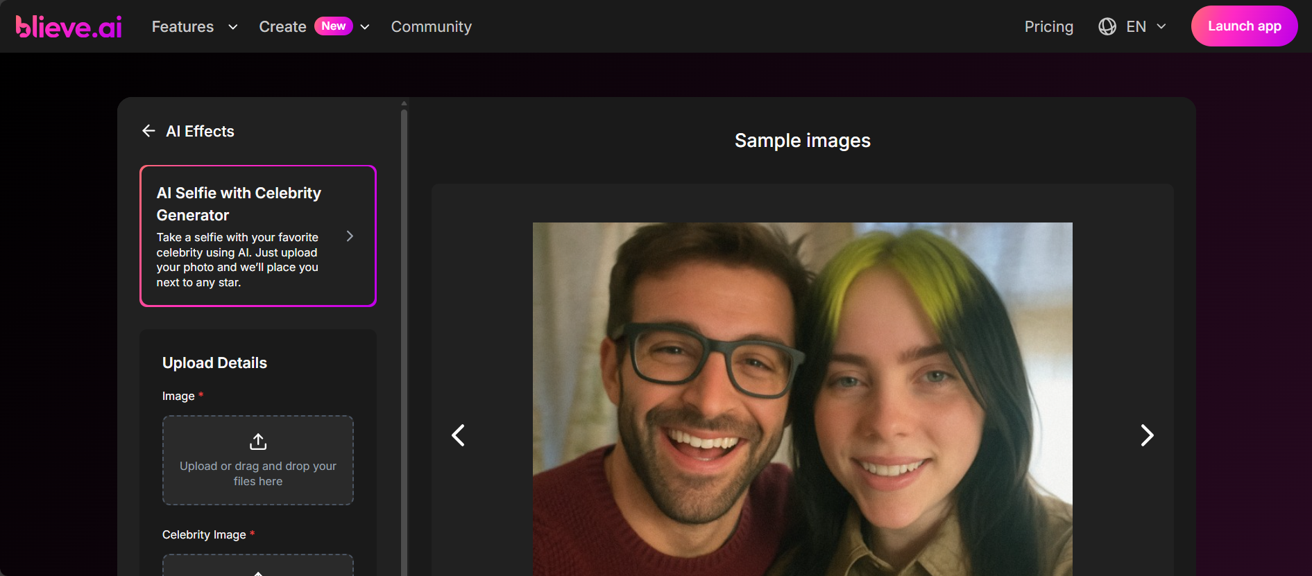 Interface da Blieve AI