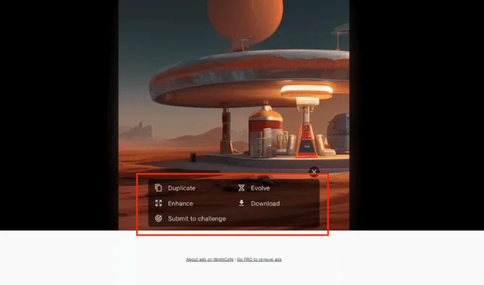 Previewing the results from NightCafe AI image generator
